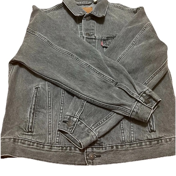 Levi’s Premium Men’s Trucker Jacket – Washed Black Denim Big E Size M EXC - Picture 10 of 13